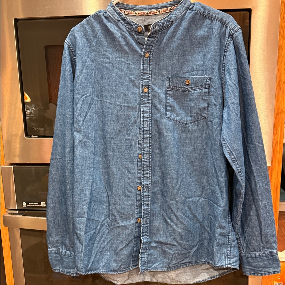 Men's Blue Denim Round‎ Neck Shirt